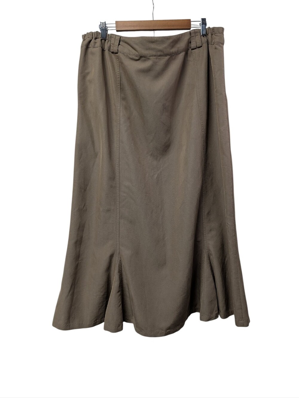 C.J. Banks by Christopher & Banks 18W Beige Lyocell A-Line Midi Skirt Plus Size